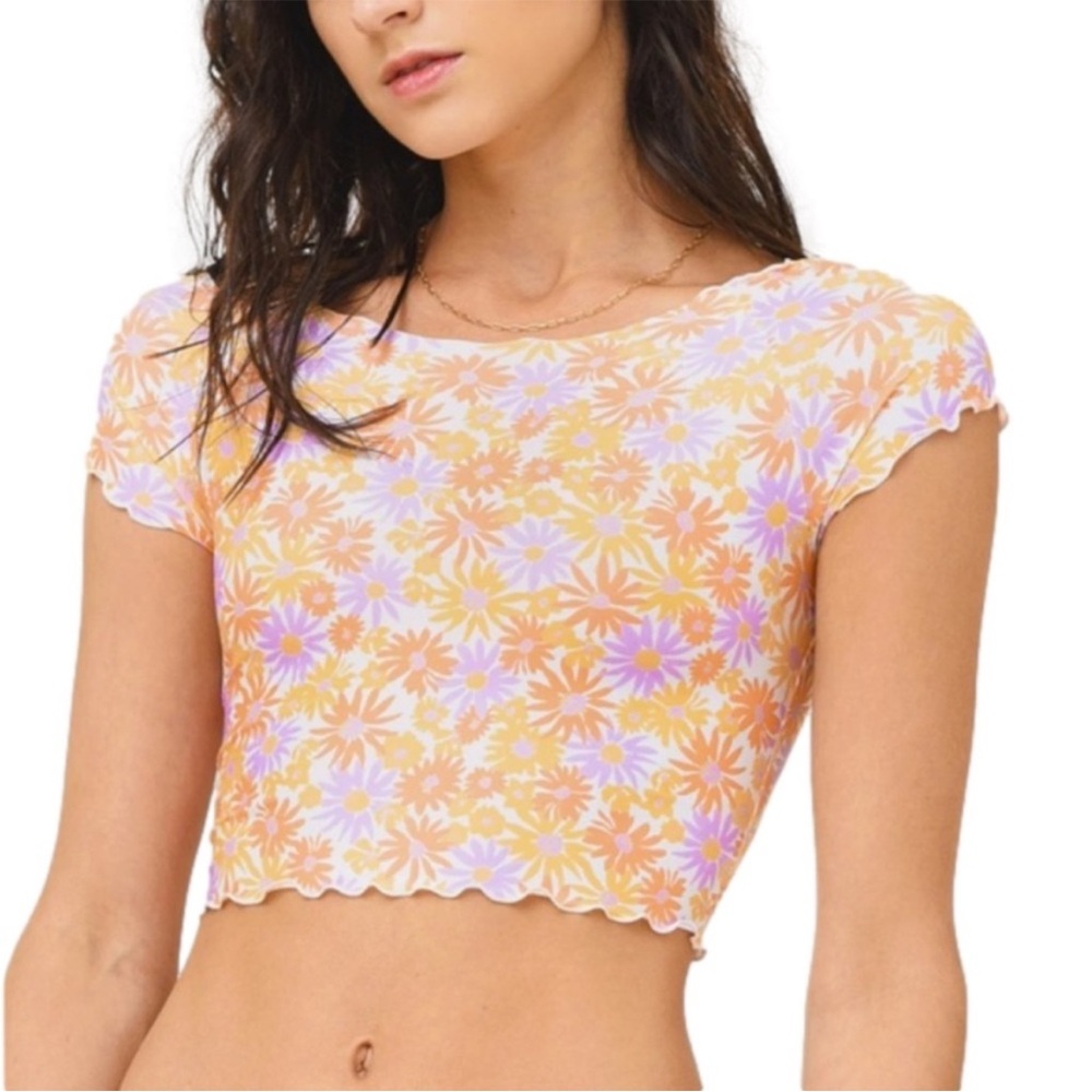 L*Space Floral Swim Top in Pink and White - Picture 2 of 12
